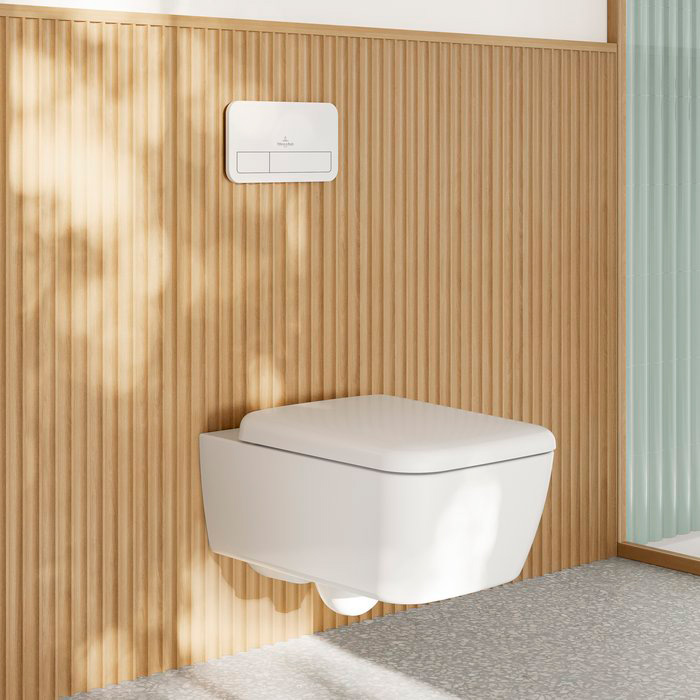 Villeroy&Boch Skyla Унитаз подвесной 37x53см, безободковый, смыв Tornado, сиденье SoftClosing, цвет: альпийский белый