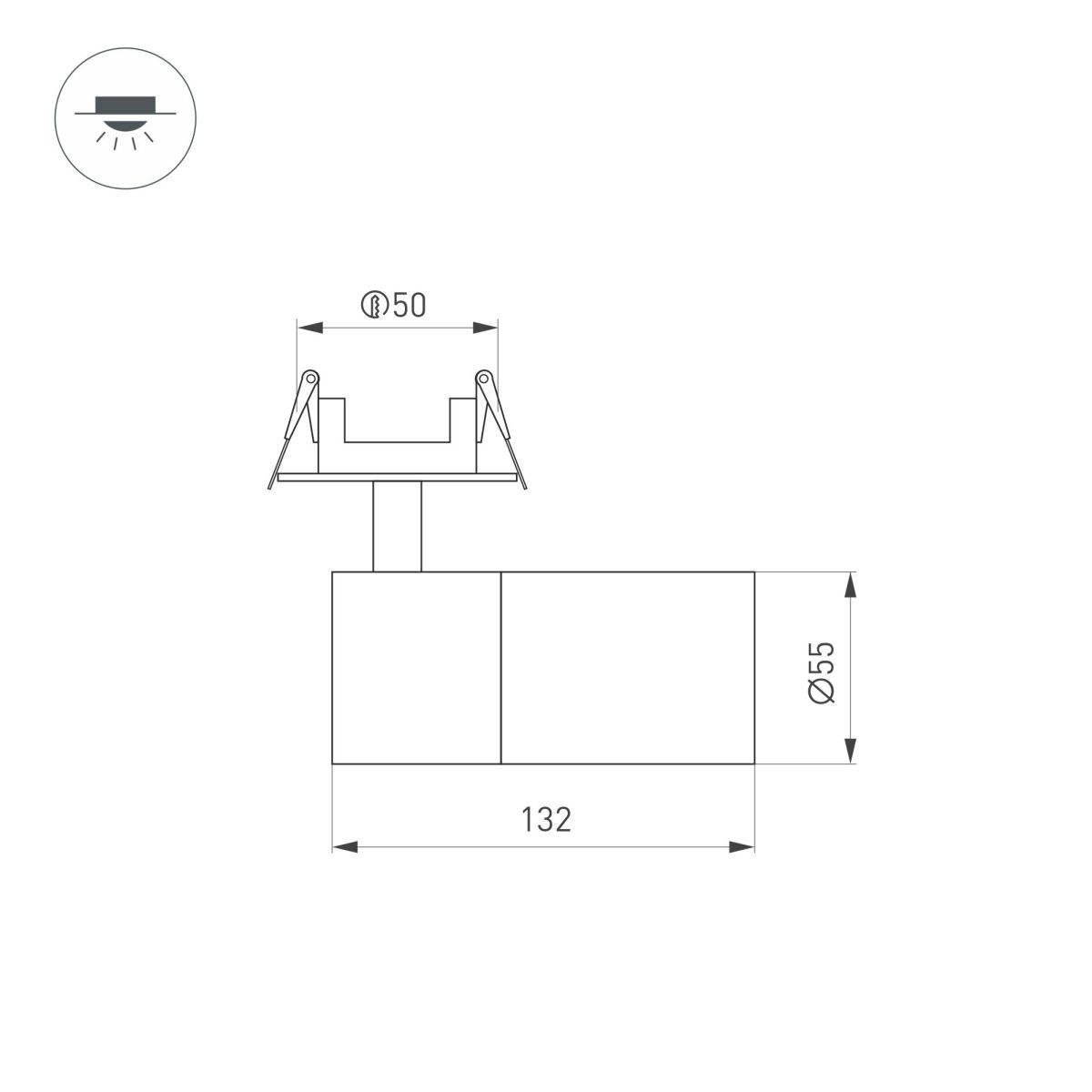 Спот Arlight LGD-ARTEMIS-BUILT-FLAP-R55-12W Warm2700 (BK, 8-80 deg, 230V) (IP20 Металл) 062274