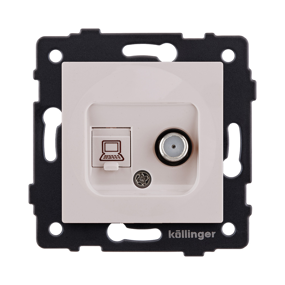 Розетка двойная спутниковая SAT + RJ45 Cat.6, кашемир матовый Kollinger REA-014CM для Aspekt, Eleganz, Reflex