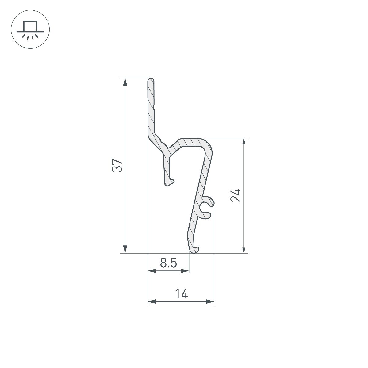 Профиль Arlight STRETCH-SHADOW-TECH-VENT-2000 BLACK (A2-DELTA) 041160