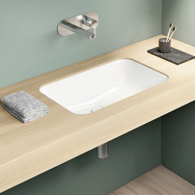 GSI Pura Раковина прямоугольная 50x35см, накладная, без отв., без перелива, цвет: белый глянцевый