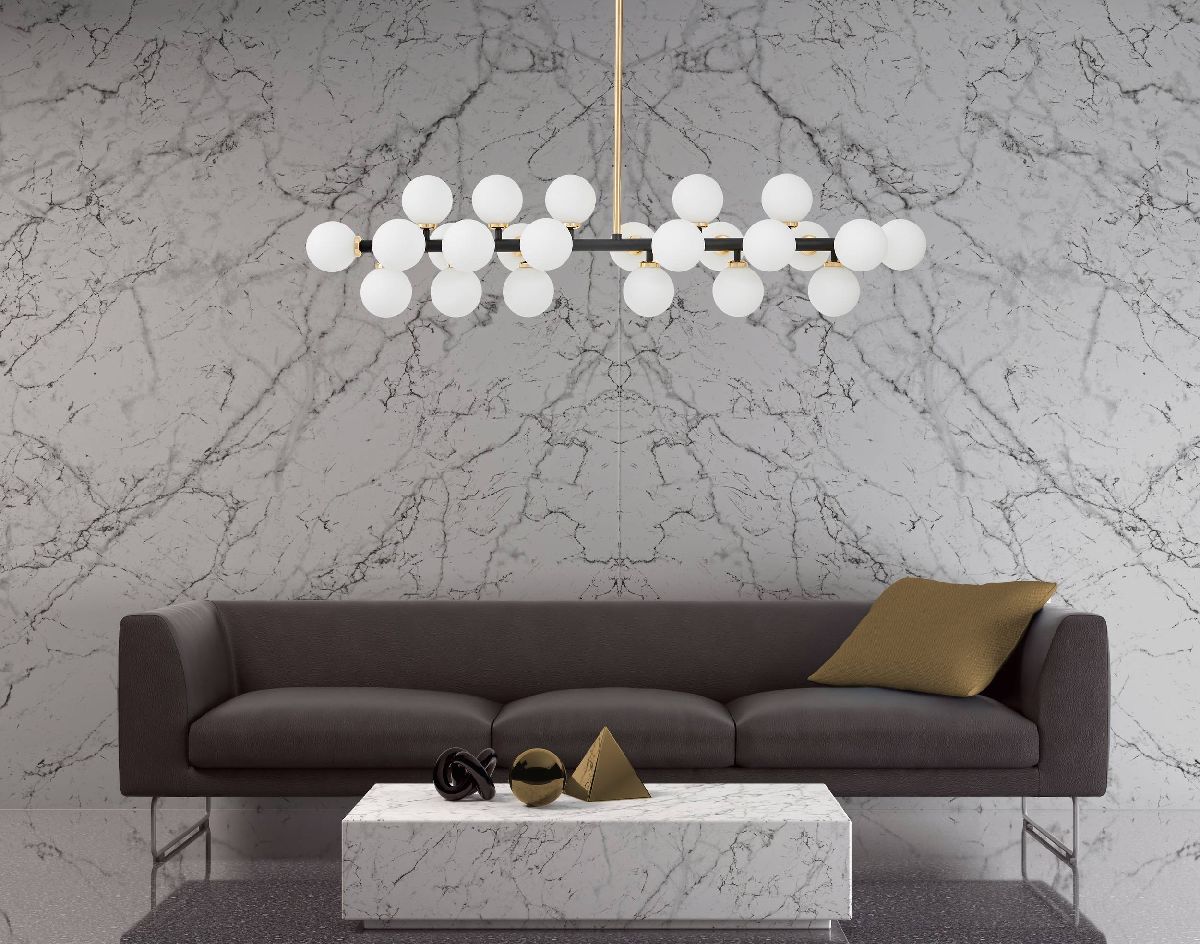 Люстра на штанге Lumina Deco Marsiada LDP 6033-24 BK+GD