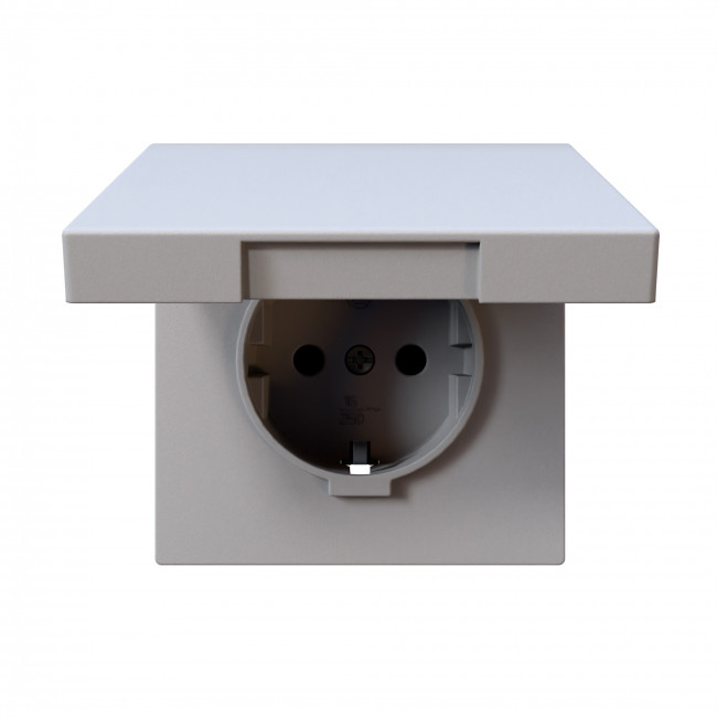 Розетка SCHUKO с крышкой и защитными шторками 16A 250V 2P+T, цвет Белый матовый (soft touch) Jasmart FD5505PWM