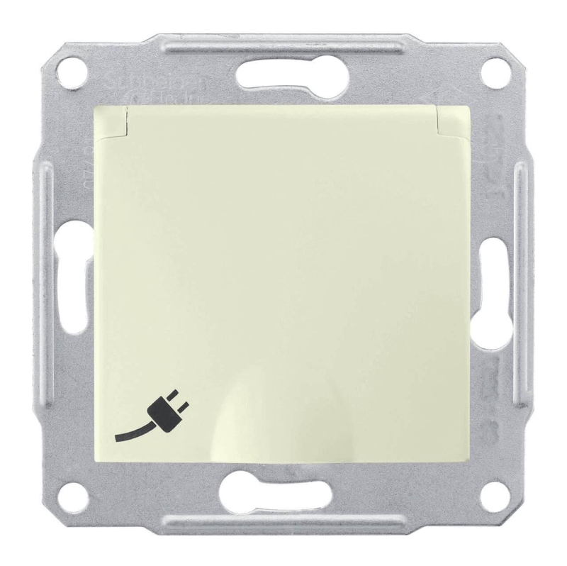 Розетка Schneider Electric Sedna с/з со шторками и крышкой IP44 16A 250V SDN3100347