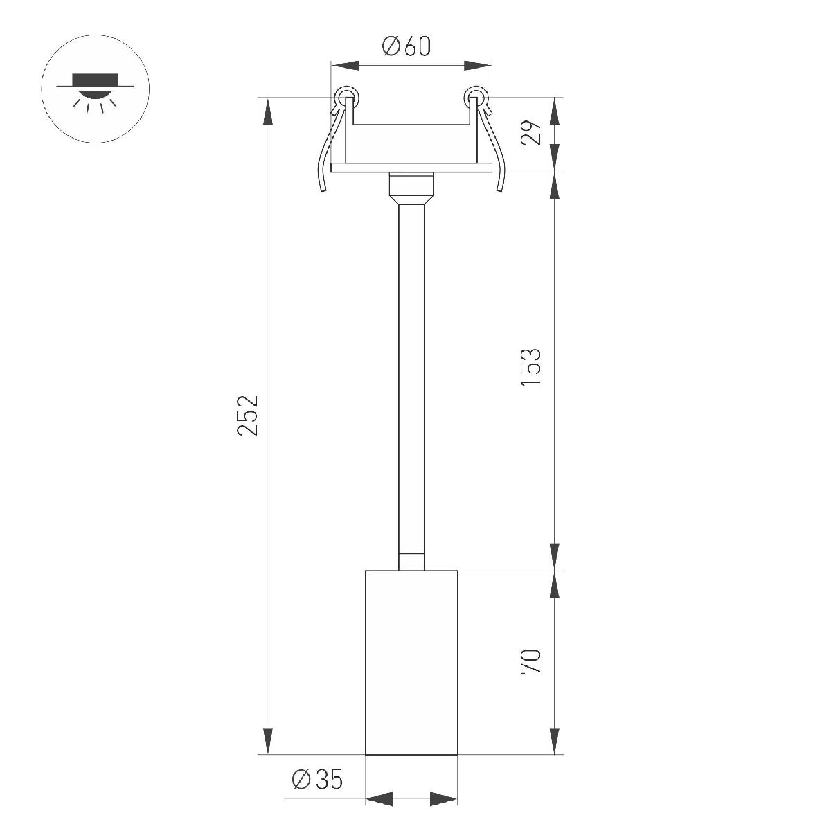 Встраиваемый спот Arlight LGD-PERISCOPE-R35-6W Warm3000 (WH, 24 deg, 230V) 045200