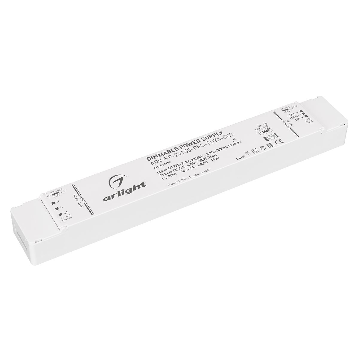 Блок питания Arlight ARV-SP-24150-PFC-TUYA-CCT (24V, 6.25A, 150W, WiFi, 2.4G) 052990