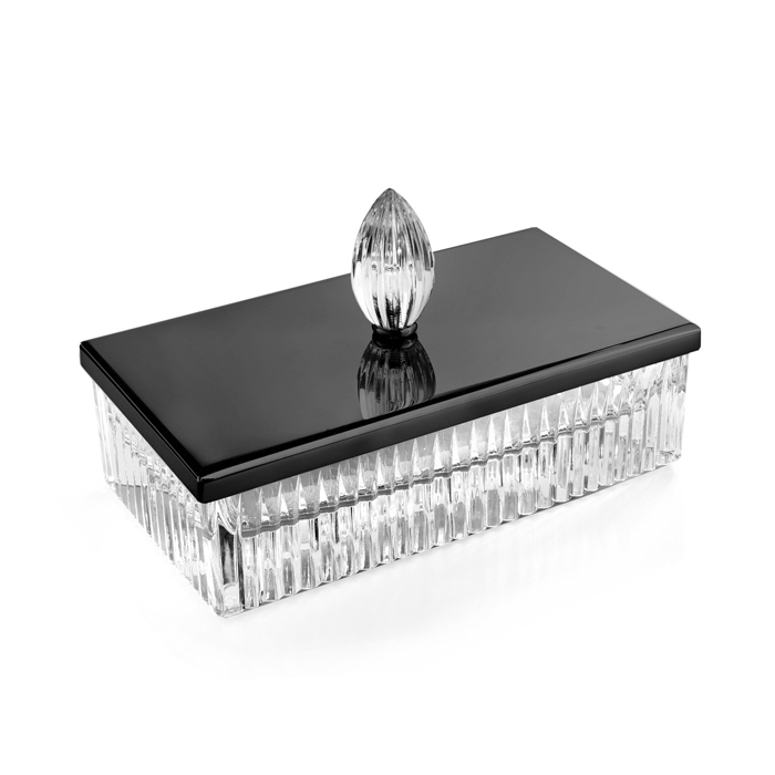 3SC Elegance Контейнер для бумажных салфеток 23х12.5х12см., настольный, цвет: прозрачный хрусталь/никель черный матовый