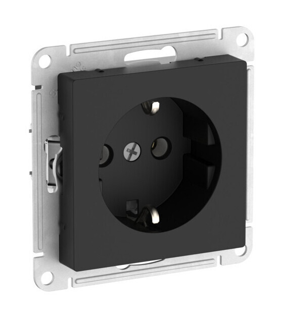 Розетка с заземлением, 16А, мех., быстрозажим. клем. Systeme Electric AtlasDesign Карбон ATN001043S