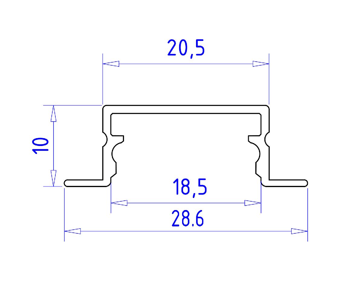 Алюминиевый встраиваемый профиль Ambrella Light Alum Profile GP1200AL