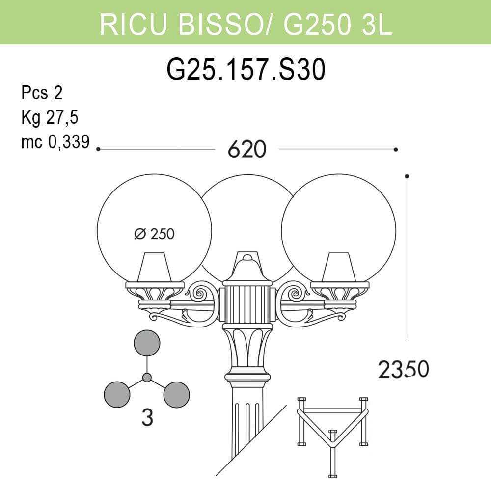 Уличный фонарь Fumagalli Ricu Bisso/G250 G25.157.S30.AXE27