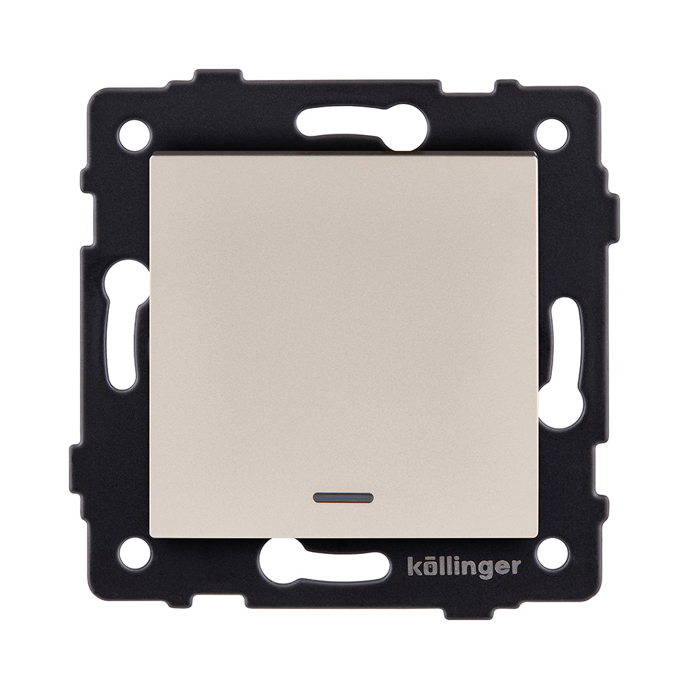 Выключатель 1-клавишный 10А/250В с LED подсветкой, золотой Kollinger REA-S-002GD для Aspekt, Eleganz, Reflex