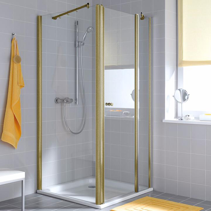 KERMI Atea Душевой угол 120x90х200см., HeliosGold, стекло прозрачное+Kermiclean