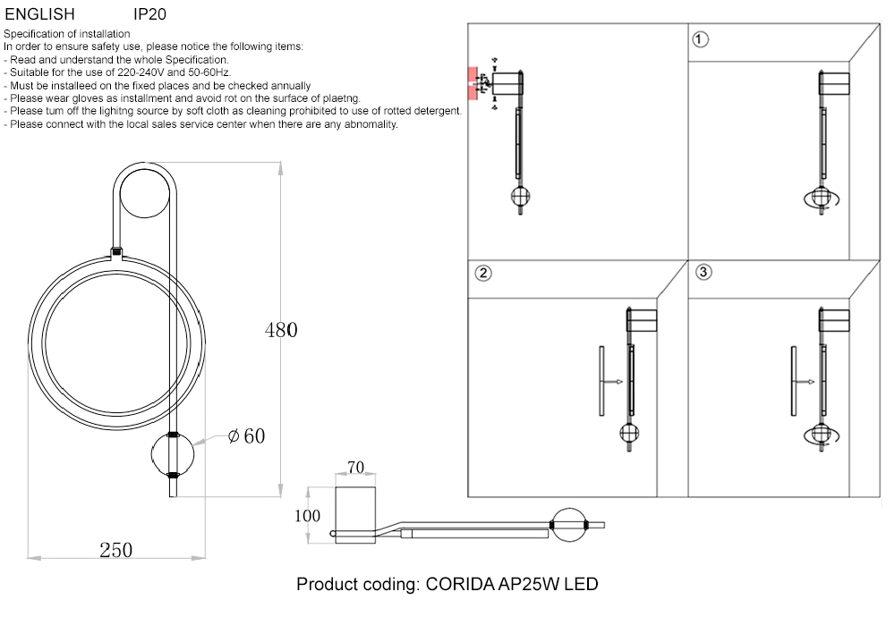 Бра Crystal lux CORIDA AP25W LED BLACK/GOLD