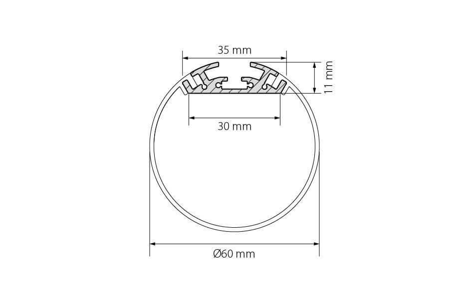 Профиль с экраном Arlight SL-ROUND-D60-2500 ANOD+OPAL 020474