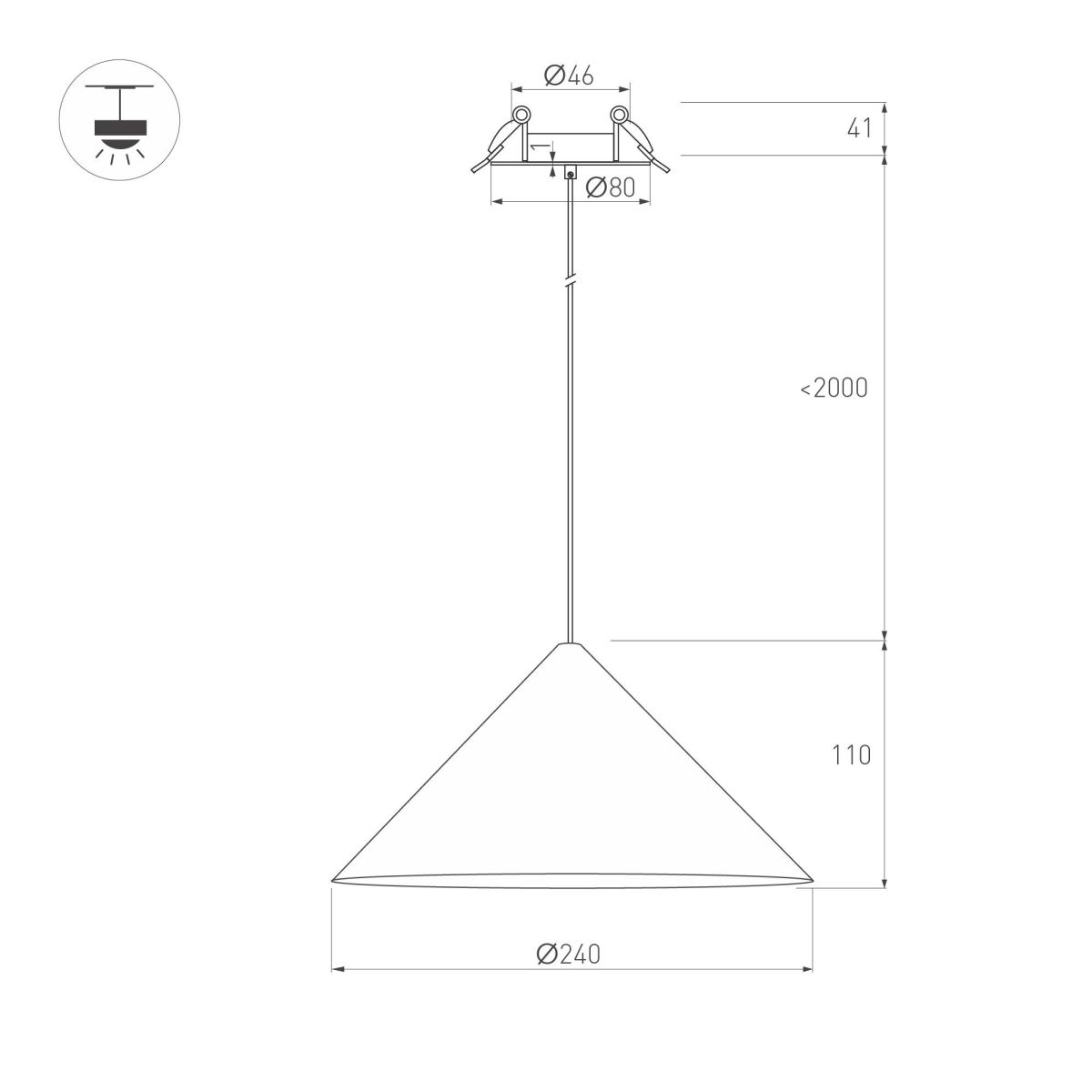 Подвесной светильник Arlight SP-MAKOTO-R240-10W Warm2700 (BK, 36 deg, 230V, TRIAC) 057209
