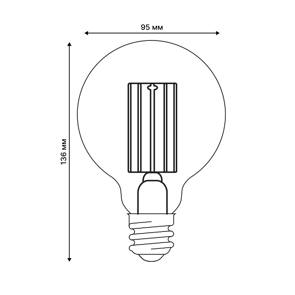 Лампа светодиодная филаментная Uniel LED-G95-5W/4000K/E27/CL GLY01TR UL-00011943