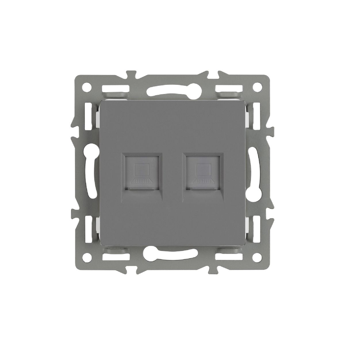 Механизм компьютерной розетки двойной Arlight SCT-MPC2-PL-GR (RJ-45, CAT6) 045338