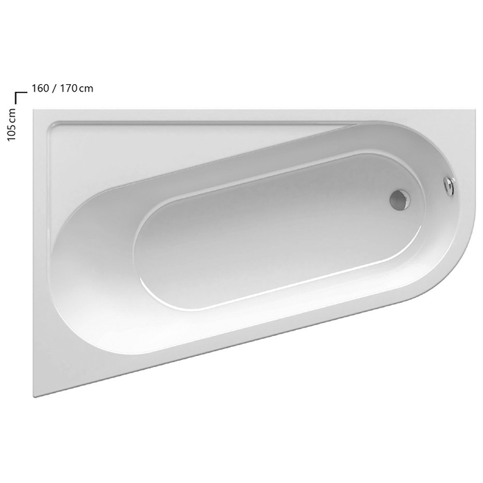 Ravak Chrome Ванна 170x105см., пристенная, акриловая, R, цвет: белый