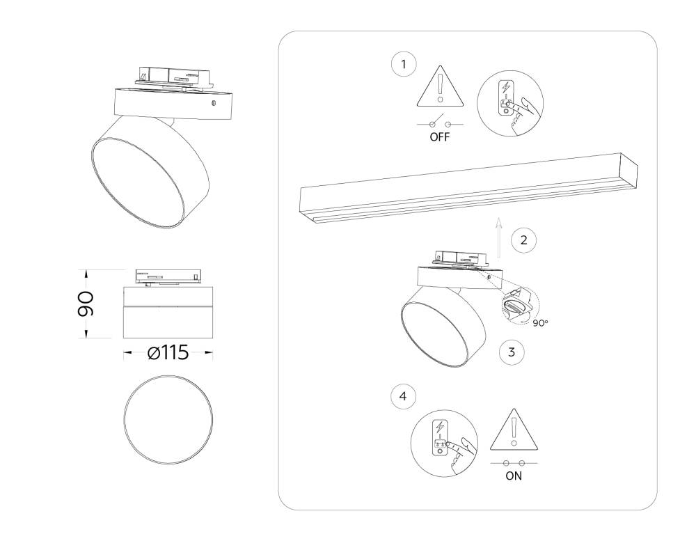 Трековый однофазный светильник Ambrella Light Track System GL6877