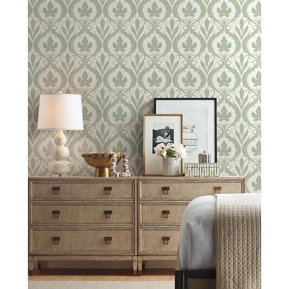 Обои York DM4921 Adirondack Damask Green/White