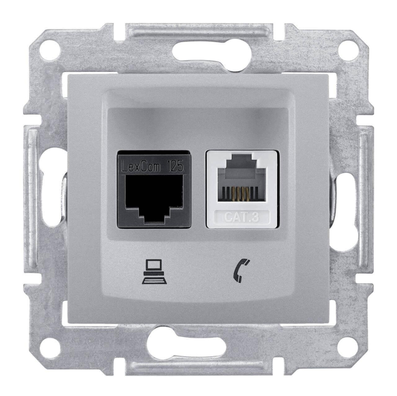 Розетка телефонная RJ-11 и Ethernet RJ-45 Schneider Electric Sedna UTP SDN5200160