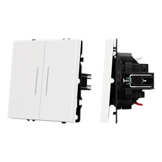 Механизм звонкового выключателя двухклавишный Arlight LED SWT-NOBE-MKR2-SFPL-L-WH (230V, 10A) (Белый кварц) 061745(1)
