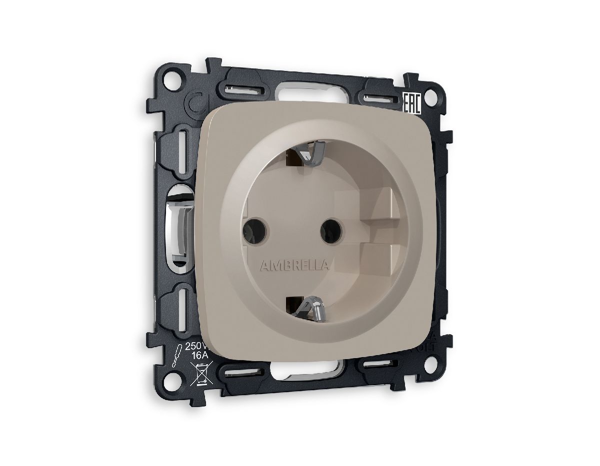Комплект механизма розетки с/з на винтовых зажимах Ambrella Volt Omega MO366010