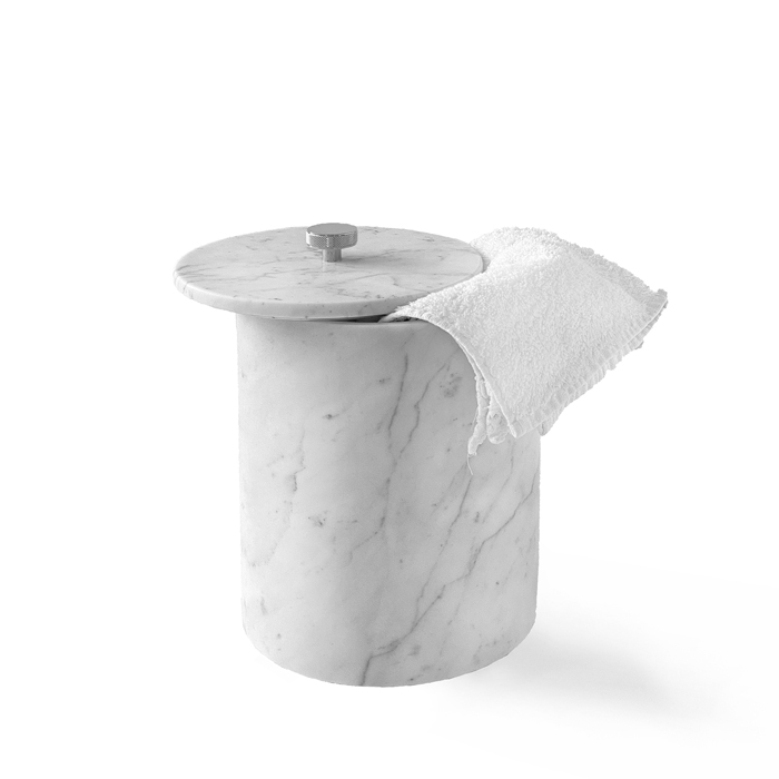 3SC Apuana 2.0 Урна с крышкой d20хh26 см, цвет: мрамор White Statuario/хром