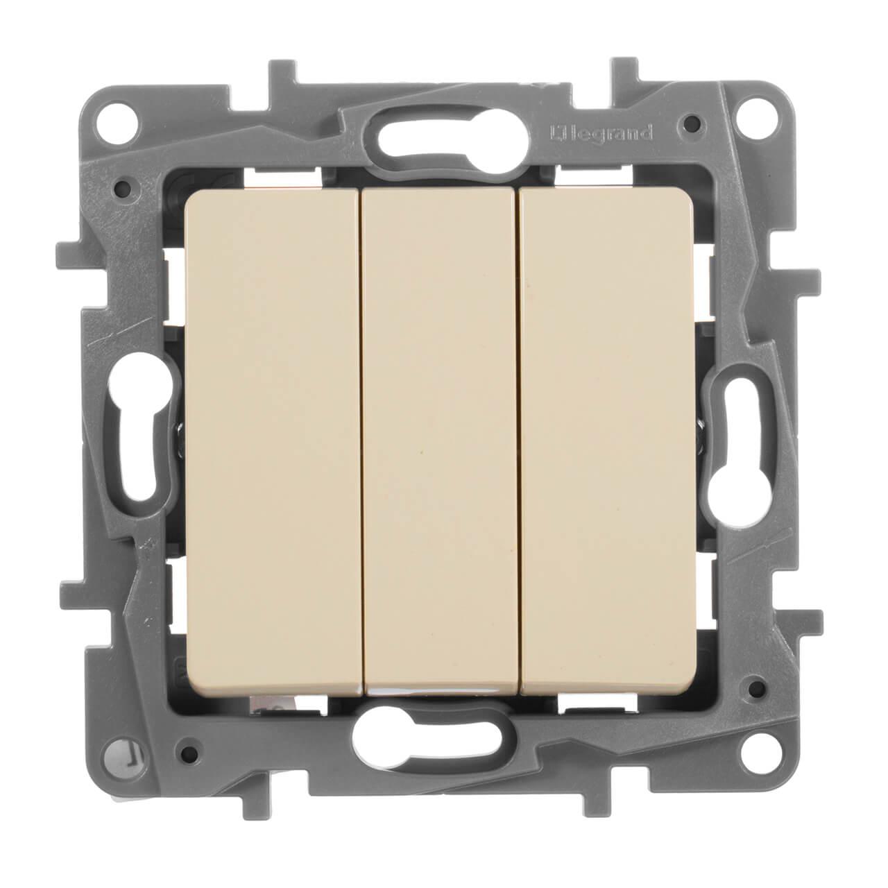 Выключатель трехклавишный Legrand Etika 10A 250V белый 672213