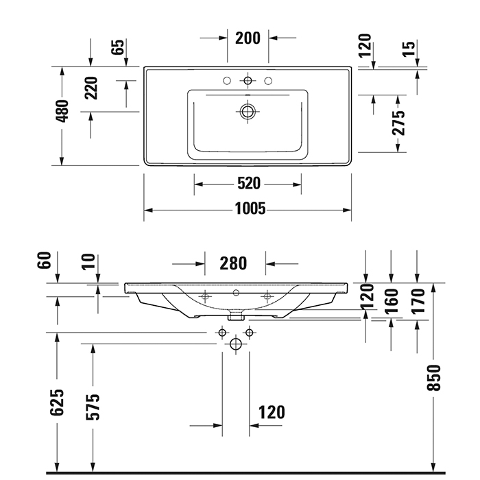 Duravit D-Neo Раковина 100.5х48см., накладная, с переливом, 1 отв., цвет: белый