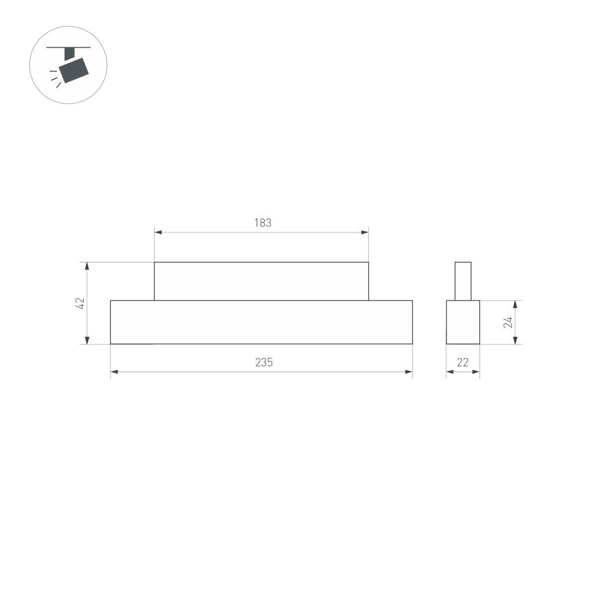 Трековый магнитный светильник Arlight MAG-ORIENT-LASER-L235-8W Warm3000 (Черный, 24 deg, 48V) (IP20 Металл) 033615(1)