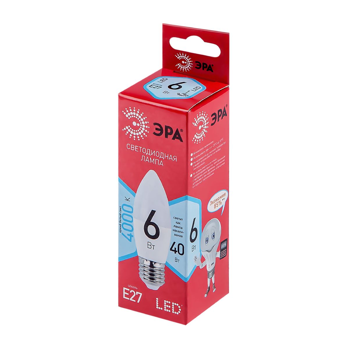 Лампа светодиодная Эра E27 6W 4000K LED B35-6W-840-E27 R Б0050232