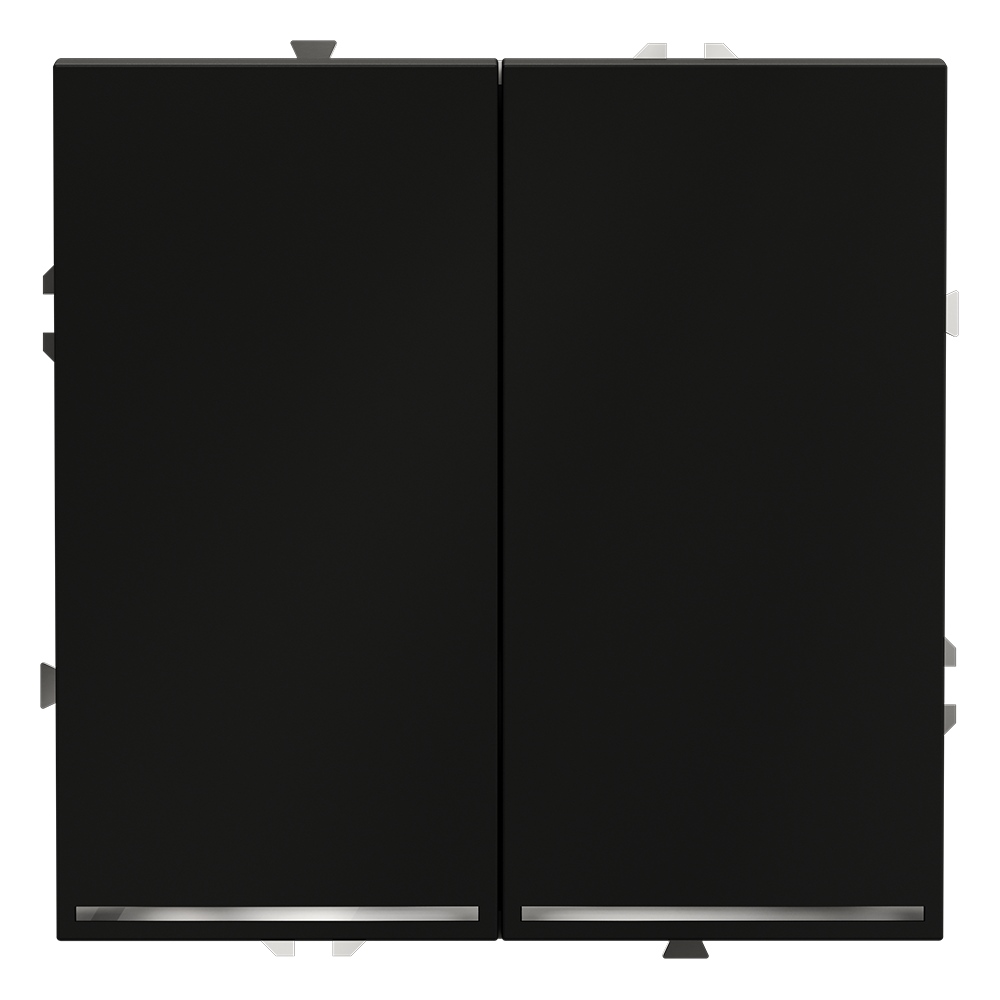 Проходной переключатель двухклавишный с подсветкой Voltum S70 VLS020408 (черный матовый)