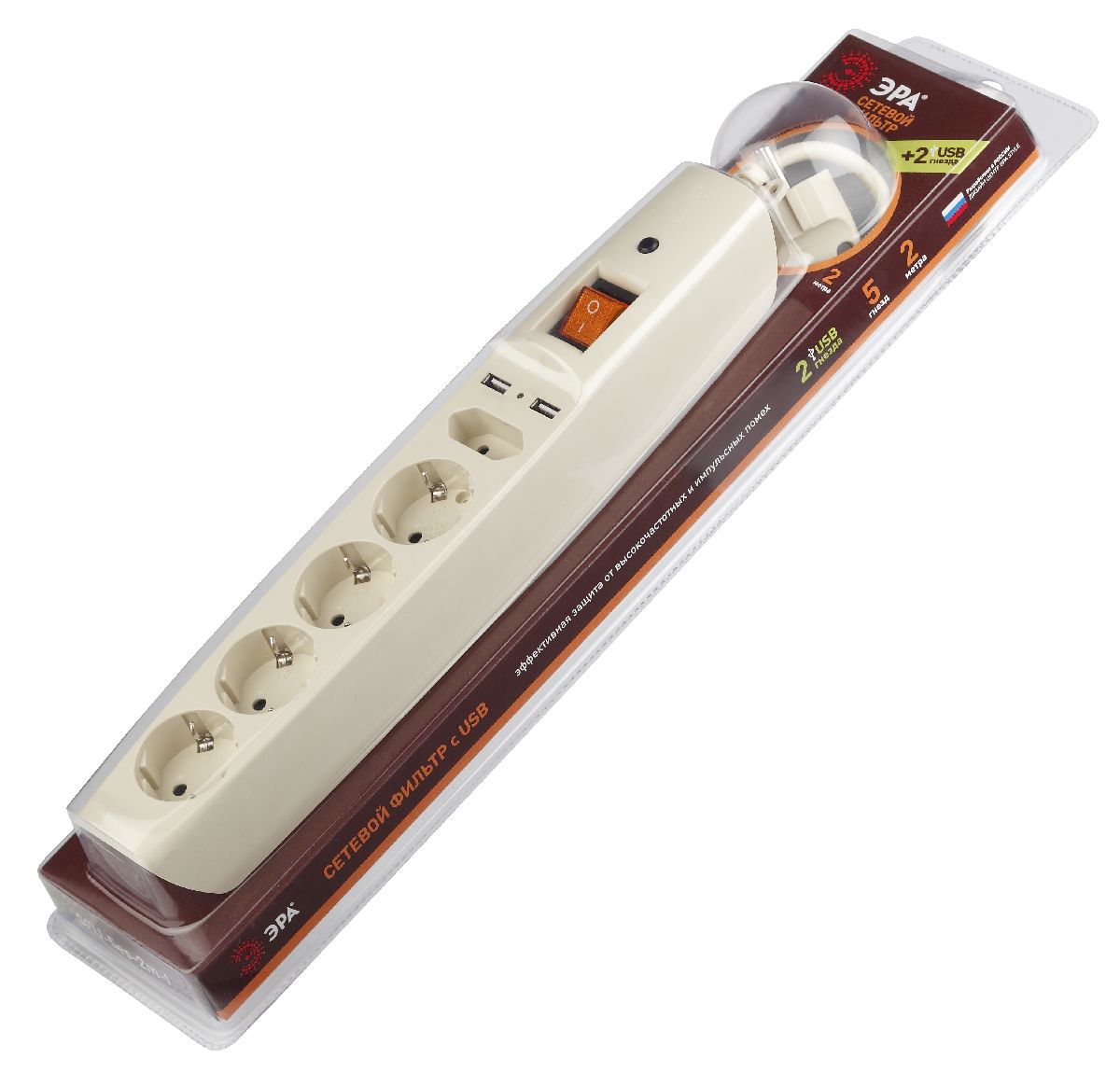 Сетевой фильтр Эра SFU-5es-2m-I C0043328