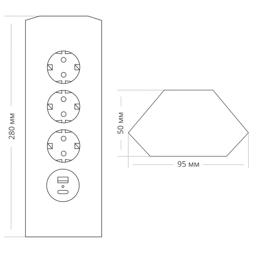Блок розеток 50F (NEW) (3 секции и 2 USB) Mebax 00-00001588