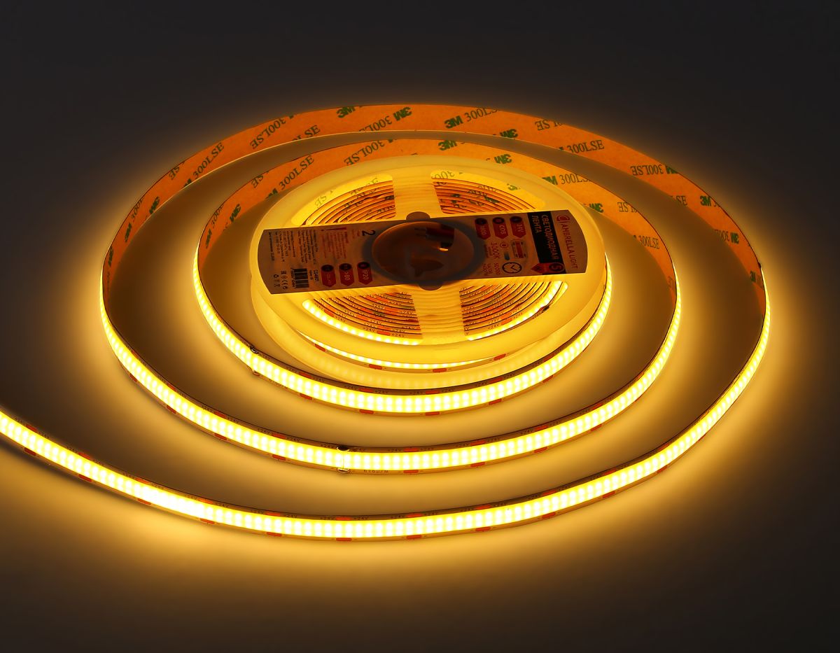 Светодиодная лента Ambrella Light Illumination COB 616Led/19W m/ 24V IP20 3000K/ 5m*12mm*2mm (2 конт.) GS4801