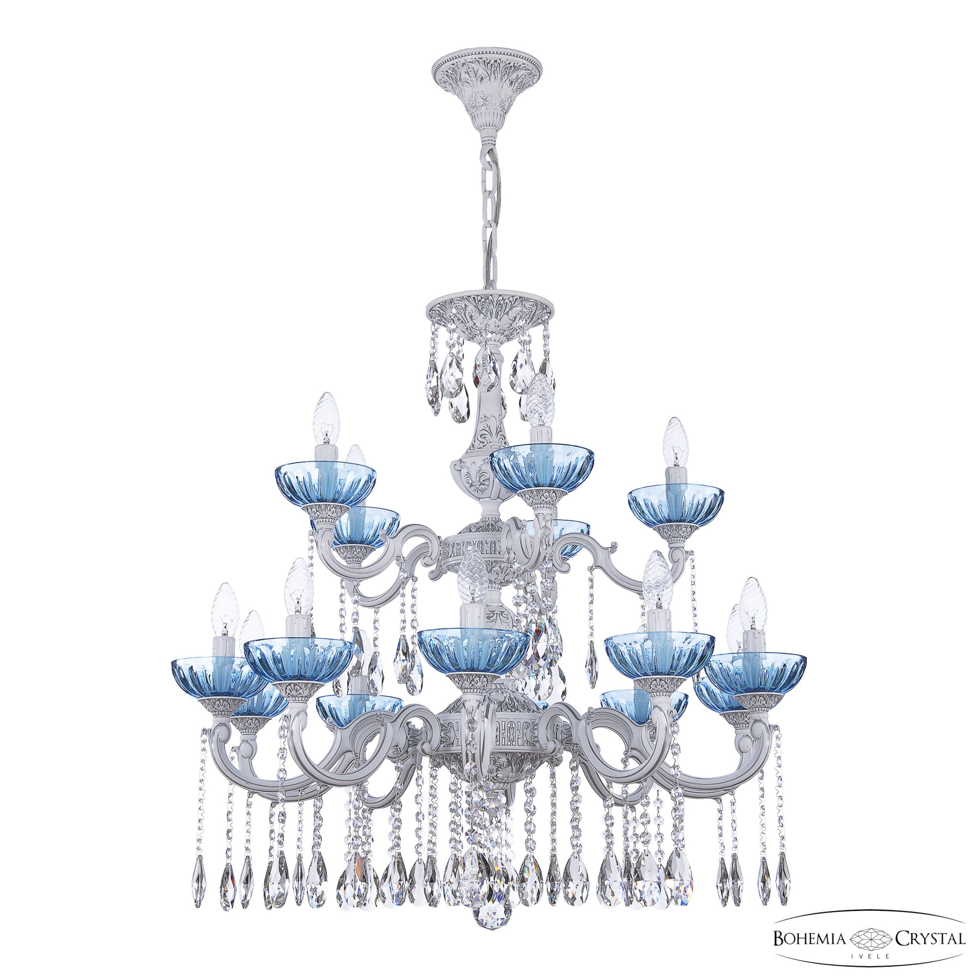 Подвесная люстра Bohemia Ivele Crystal AL78101/10+5/250/2D A WMN P Aquamarine/M-1H